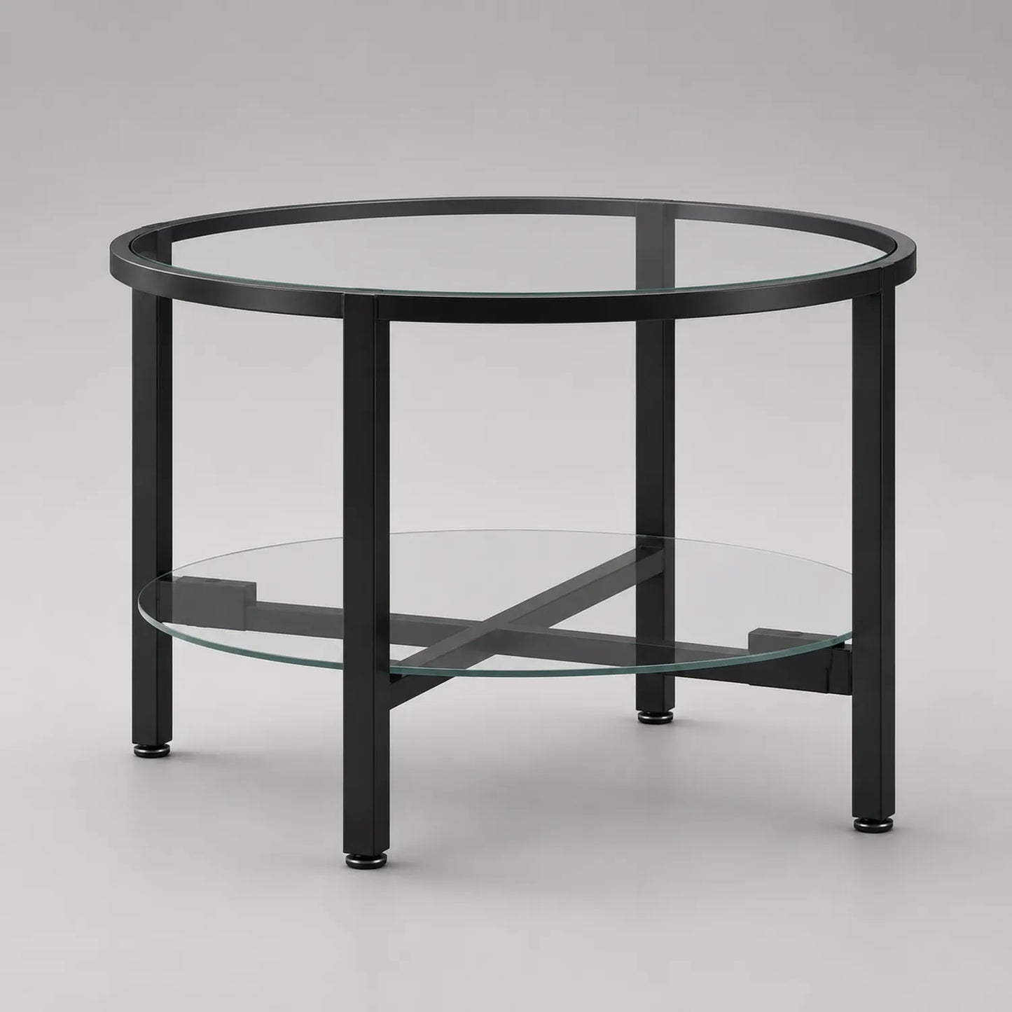 Runder Glastisch mit Metallrahmen, 50cm Durchmesser