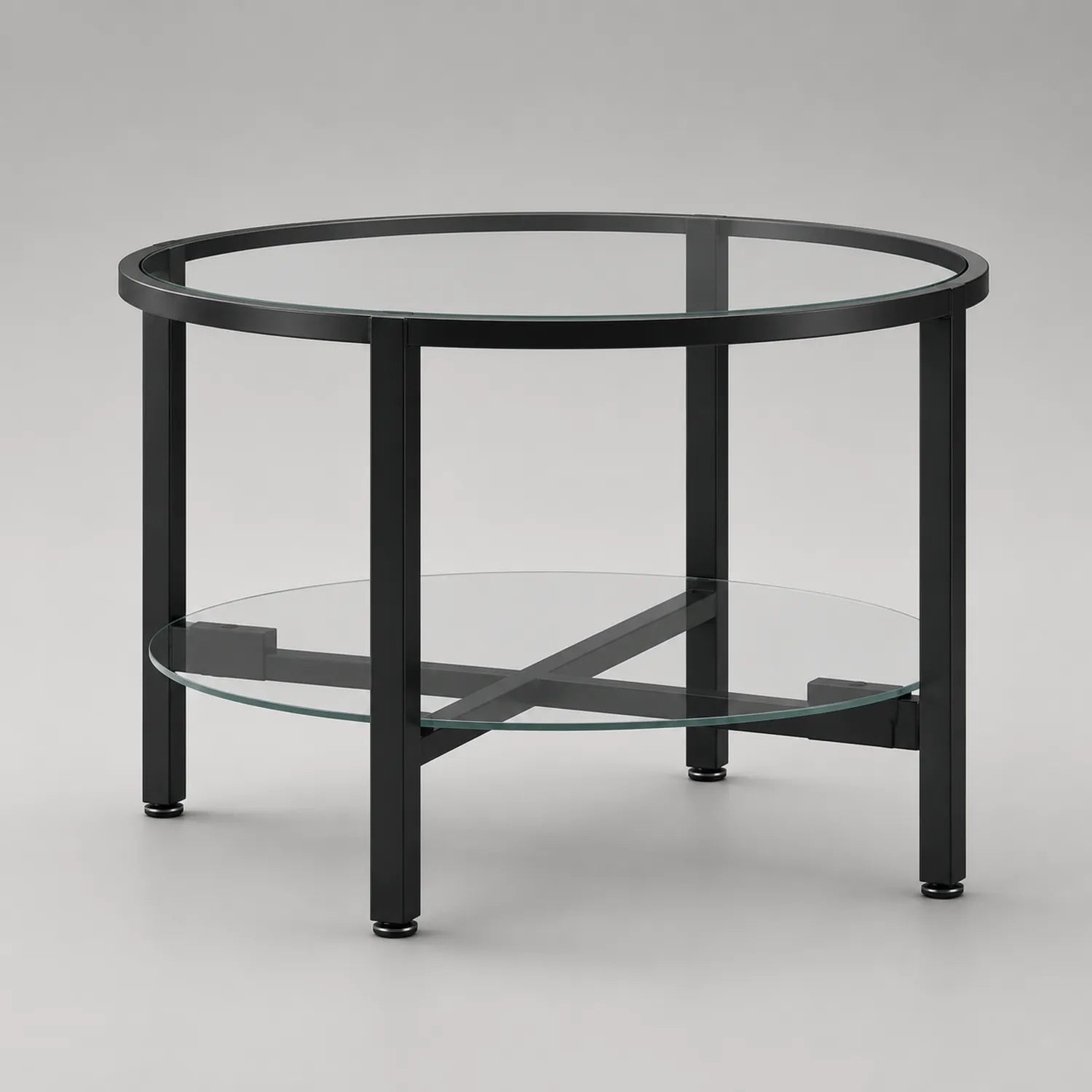 Runder Glastisch mit Metallrahmen, 50cm Durchmesser