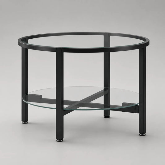 Runder Glastisch mit Metallrahmen, 50cm Durchmesser