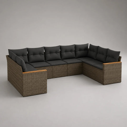 Rattan Gartensofa Set L-förmig Anthrazit