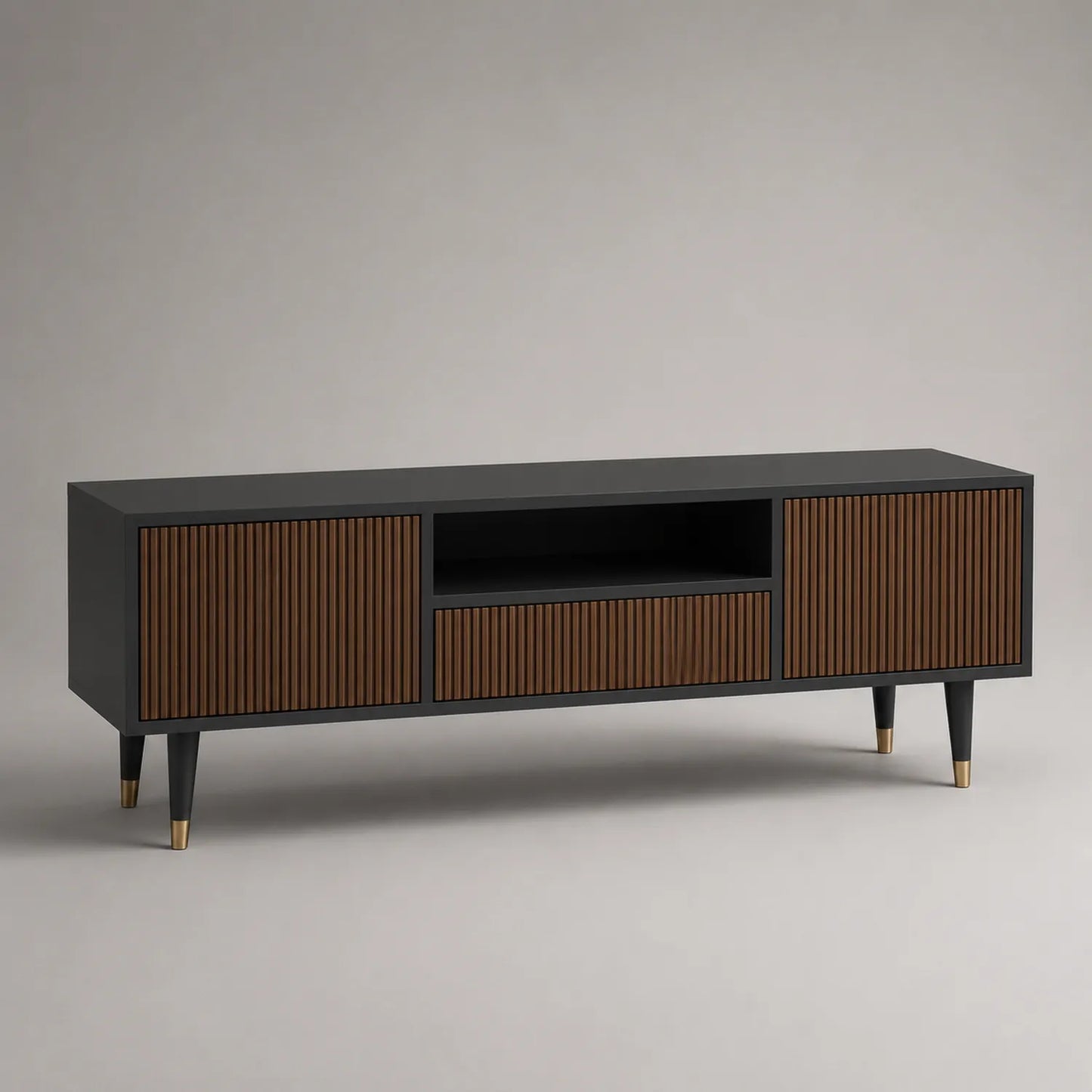 TV-Schrank Holz und Metall Schwarz/Braun 180x40x50 cm