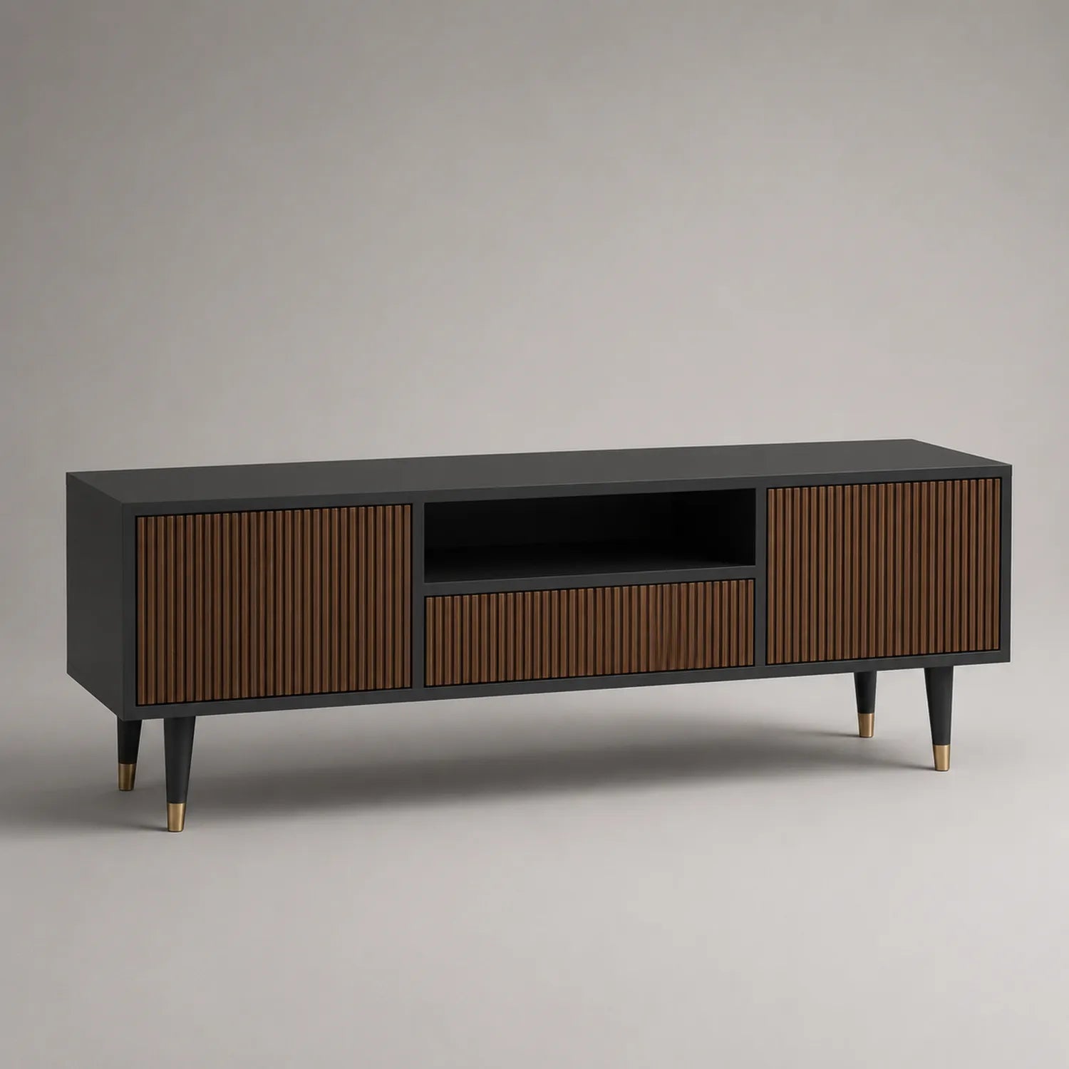 TV-Schrank Holz und Metall Schwarz/Braun 180x40x50 cm