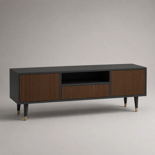 TV-Schrank Holz und Metall Schwarz/Braun 180x40x50 cm