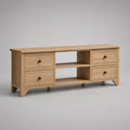 TV-Schrank aus Holz mit Eichenfurnier, 4 Schubladen, 150 cm