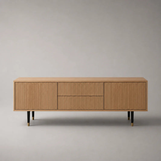 Eichenholz TV-Schrank mit Riffeloptik, 180 cm