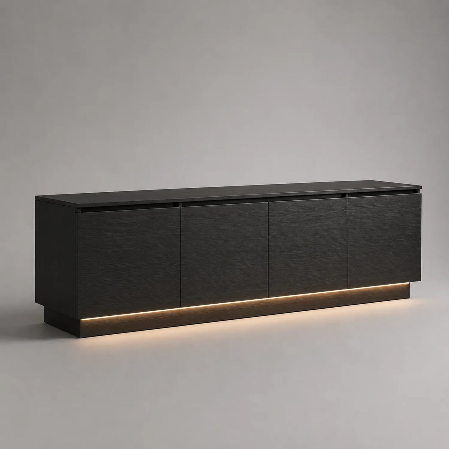 TV-Schrank Holz Schwarz mit LED 200 cm