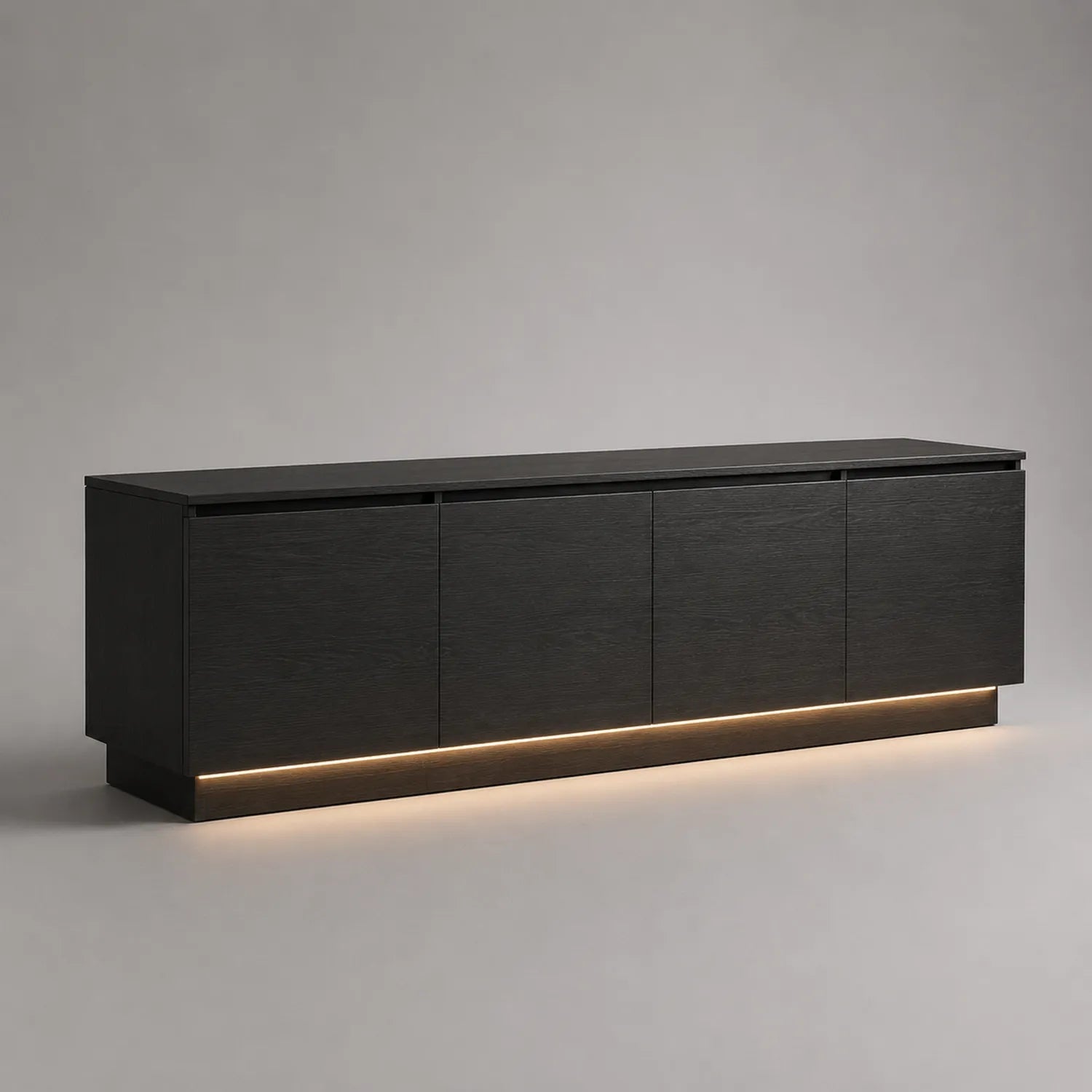 TV-Schrank Holz Schwarz mit LED 200 cm