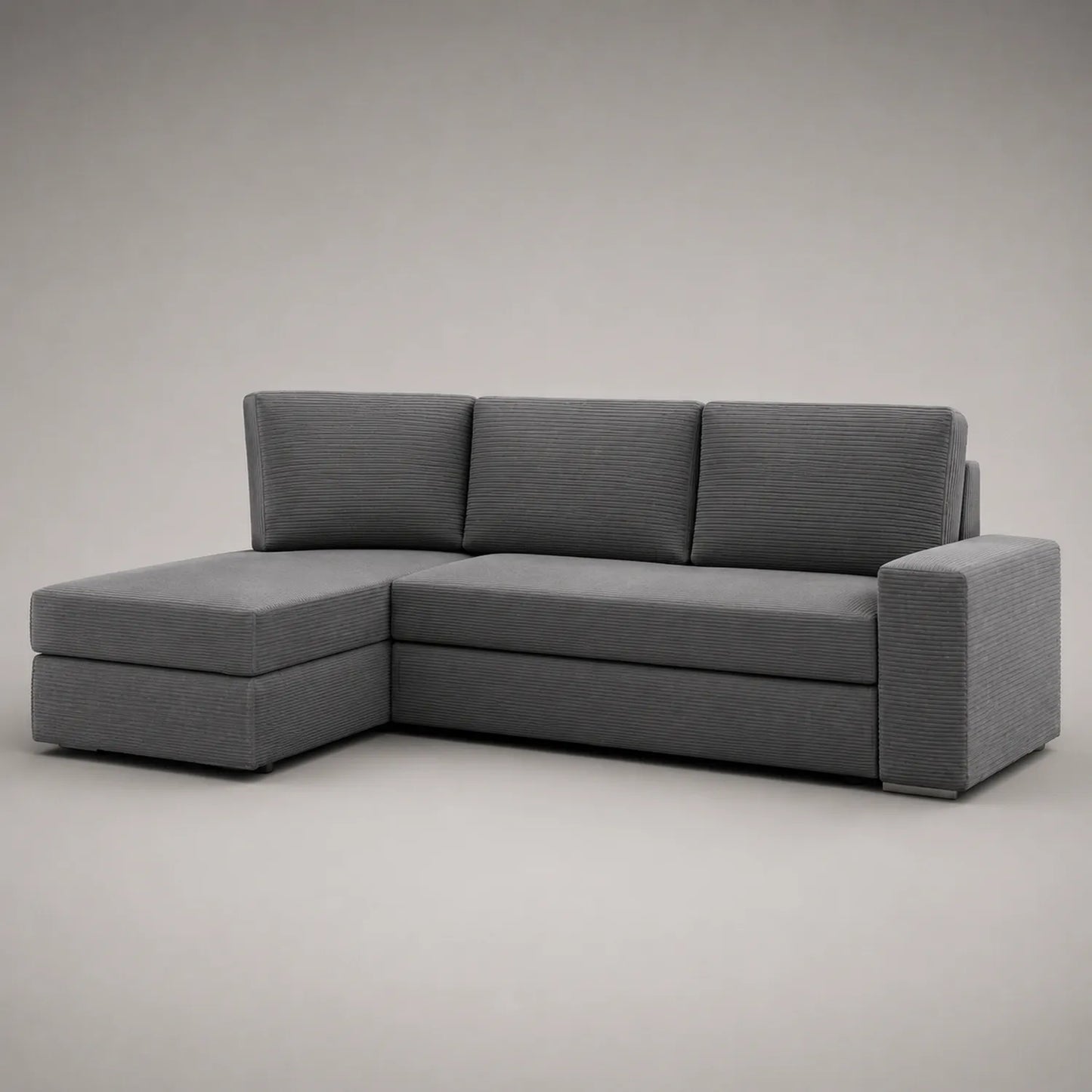 Ecksofa mit Ottomane, Cord, Grau, 250x160x85 cm