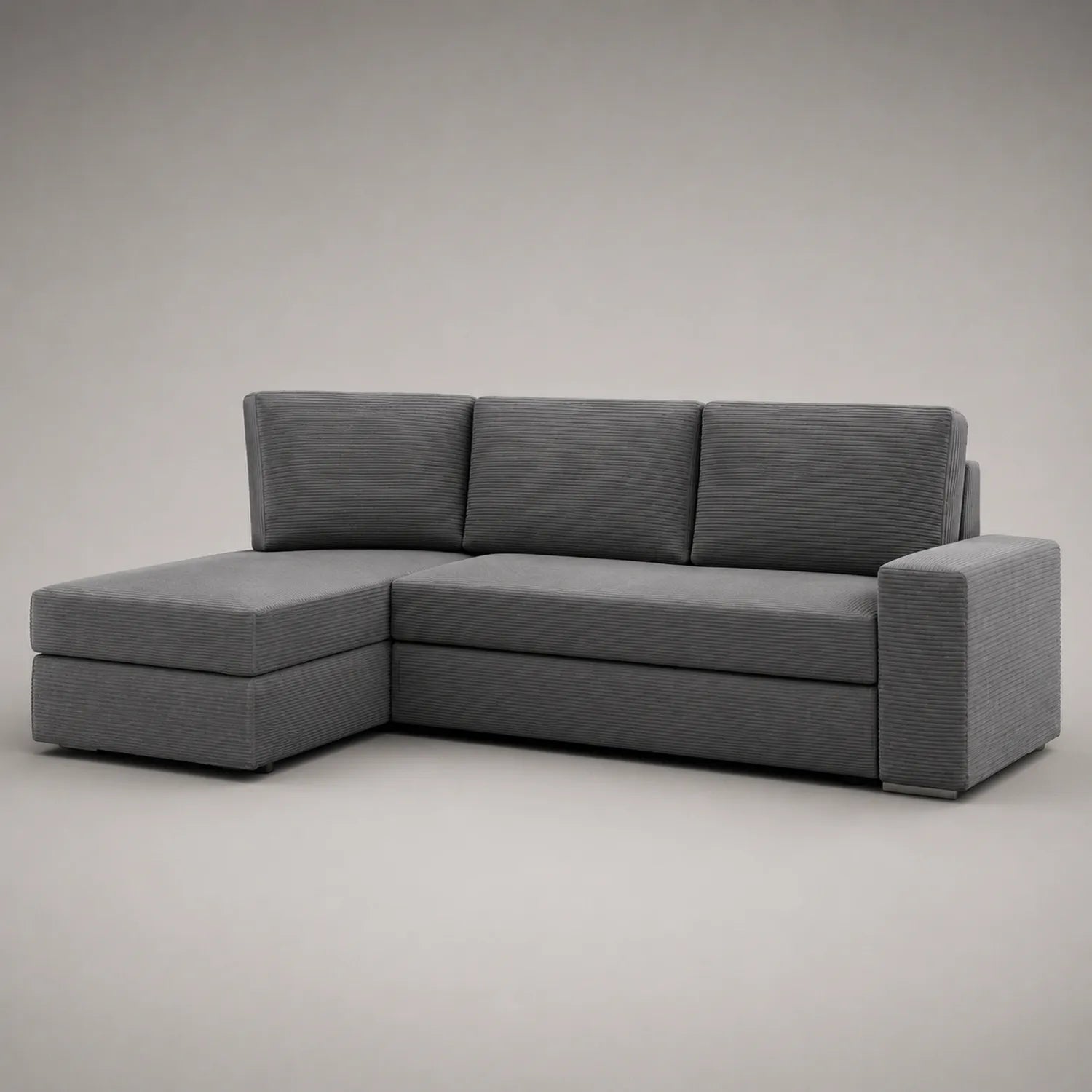 Ecksofa mit Ottomane, Cord, Grau, 250x160x85 cm