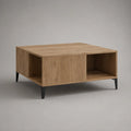 Holzoptik Couchtisch mit Stauraum und Metallbeinen