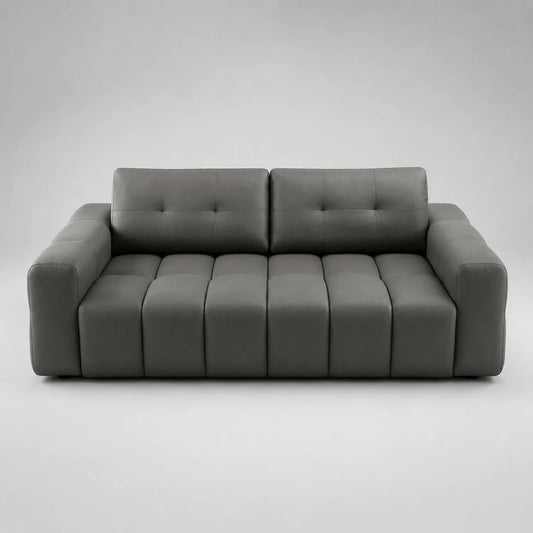 3-Sitzer Sofa Leder Dunkelgrau 220x95x85 cm