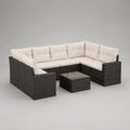 Gartensofa-Set aus Polyrattan mit Kissen Creme L-Form Hartglasplatte