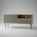 TV-Rack aus Eichenholz mit MDF-Fronten in Grün 120cm