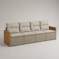 4-Sitzer Gartensofa Rattan Holz Beige